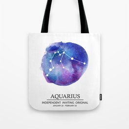 Aquarius Watercolor Zodiac Constellation Tote Bag