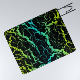 Cracked Space Lava - Lime/Cyan Picnic Blanket