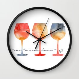 Time to Wine Down Watercolour Wall Clock