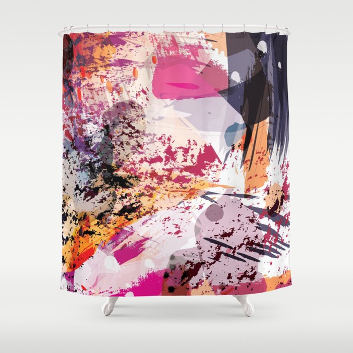 7: a vibrant abstract in jewel tones Shower Curtain