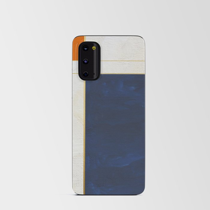 Orange, Blue And White With Golden Lines Abstract Painting Android Card Case