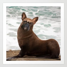 Sealog / Forro Art Print | Fantastic, Naturaleza, Mix, Retouch, Photo, Retouching, Animal, Digital, Perro, Dog 