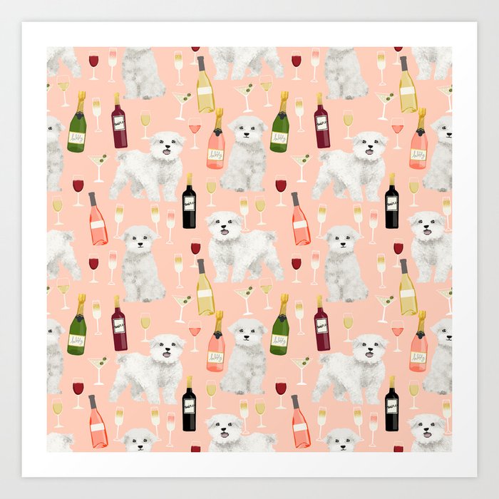 Maltese dog breed wine champagne summer pattern dog gifts pet