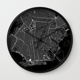Brooklyn Black Map Wall Clock