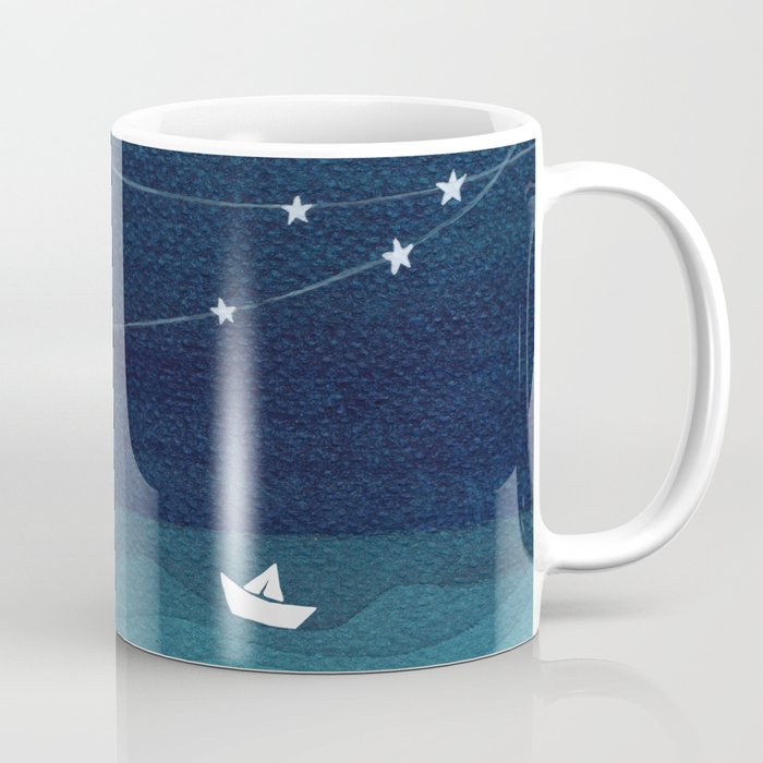 Garlands of stars, watercolor teal ocean Coffee Mug