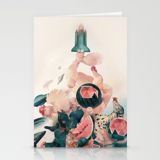 Watermelon&Black cock Stationery Cards