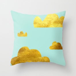 Gold cloud blue Throw Pillow