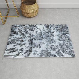 The Evergreen Forest Aerial (Black and White) Area & Throw Rug
