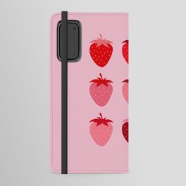 Abstract Retro Fruit Print Pink And Red Aesthetic Modern Preppy Strawberries Android Wallet Case