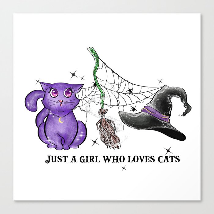 Just a girl who loves cats Halloween Canvas Print