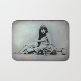 The Vamp girl with Skeleton photo, actress Theda Bara Bath Mat | Goth, Skeleton, Skull, Cabinetcard, Naked, Macabre, Scary, Vintage, Cinema, Photo 