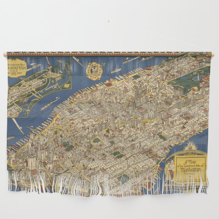 A map of the wondrous isle of Manhattan.-vintage pictorial map Wall Hanging