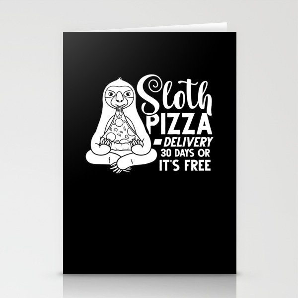 Sloth Eating Pizza Delivery Pizzeria Italian Stationery Cards