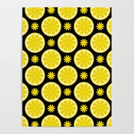 lemon summer vibes style pattern yellow black Poster