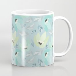 Abstract mint pastel blue teal floral illustration Coffee Mug