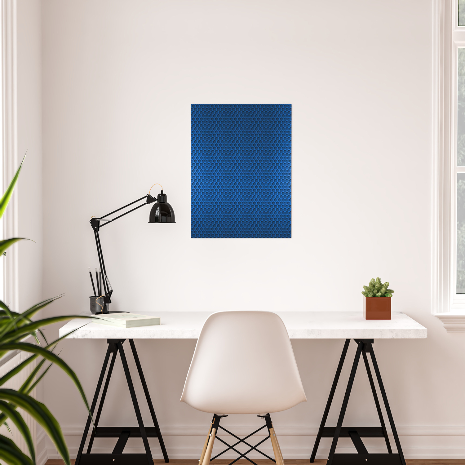 Metallic Blue Graphite Honeycomb Carbon Fiber Poster By Podartist