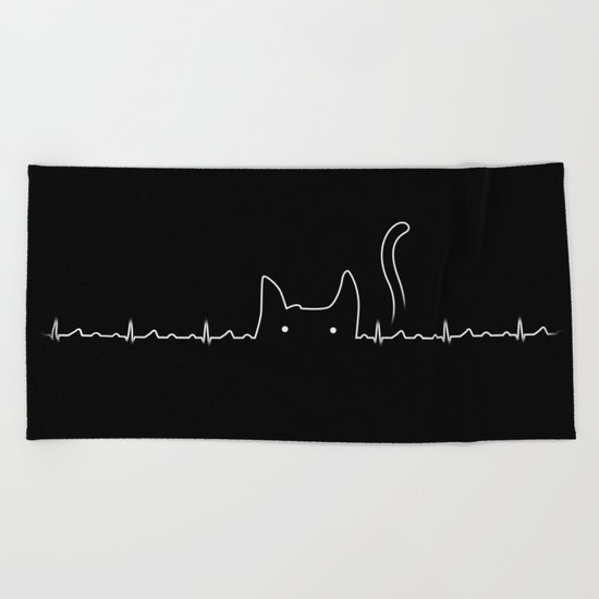 There is a cat in my heart Beach Towel