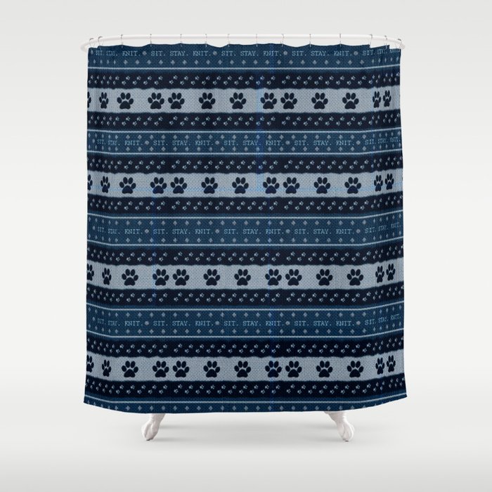 Pet Lover, Knitter, Artist. Blue. Shower Curtain