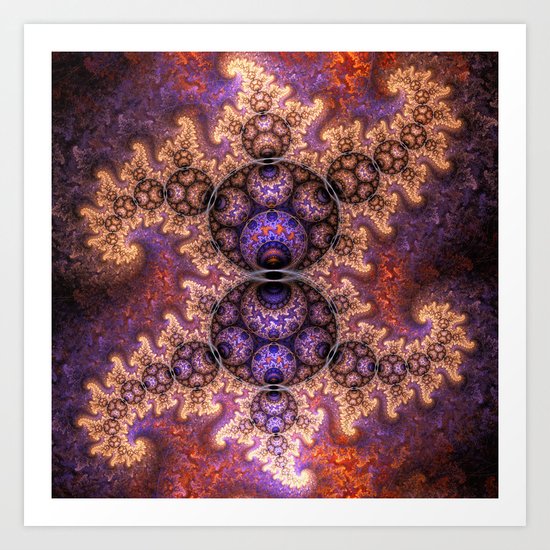 Fiery dragon spirals and orbs Art Print