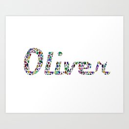 The name Oliver written with Gemstones in all colors and in all shapes Art Print
