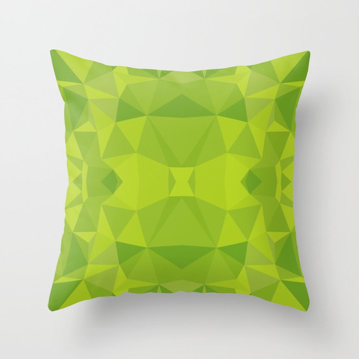 Green polygons mosaic Throw Pillow
