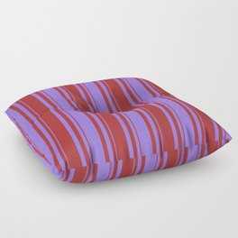 [ Thumbnail: Purple and Brown Colored Lines Pattern Floor Pillow ]