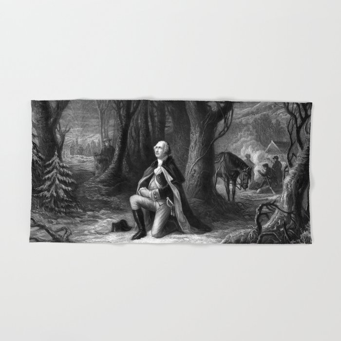 General Washington Praying At Valley Forge Hand Bath Towel By