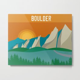 Boulder, Colorado - Skyline Illustration by Loose Petals Metal Print | Graphicdesign, Print, Boulder, Vectorart, Poster, Colorado 
