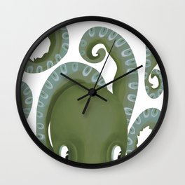 Peek-A-Boo Green Octopus Wall Clock