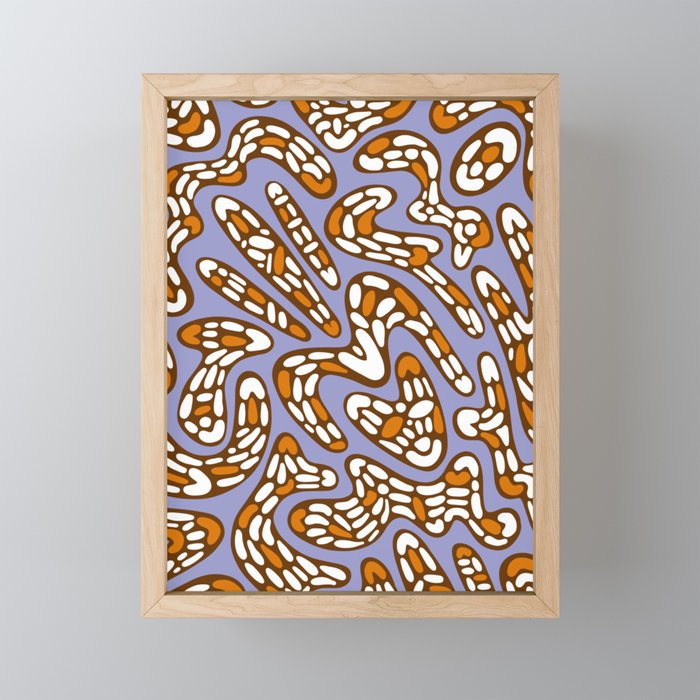 Abstract Organic Pattern in Lilac, Orange, Reddish Brown and White Framed Mini Art Print