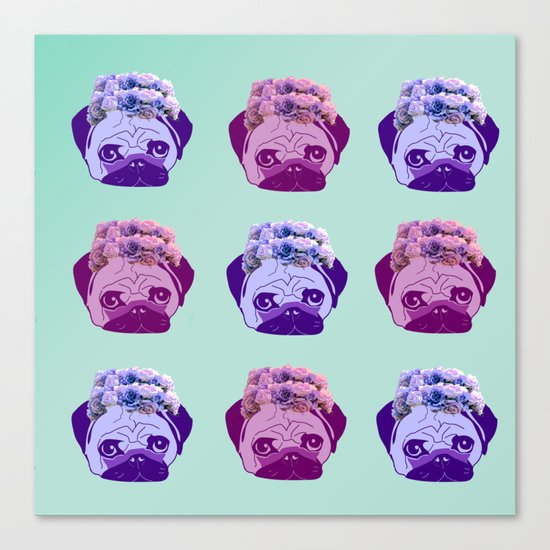 crowned pug pattern Canvas Print