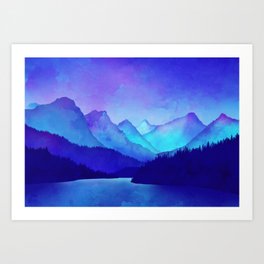Cerulean Blue Mountains Art Print