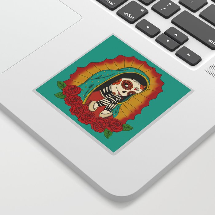 Virgin De Guadalupe Sugar Skull Sticker By Yocelynriojas Society6