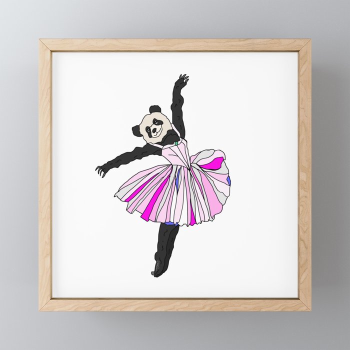 Panda Bear Ballerina Tutu Framed Mini Art Print