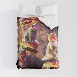 Galaxy Laser Cat On Burger - Space Cheeseburger Cats with Lazer Comforter