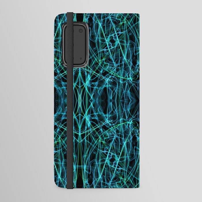 Liquid Light Series 66 ~ Blue & Green Abstract Fractal Pattern Android Wallet Case