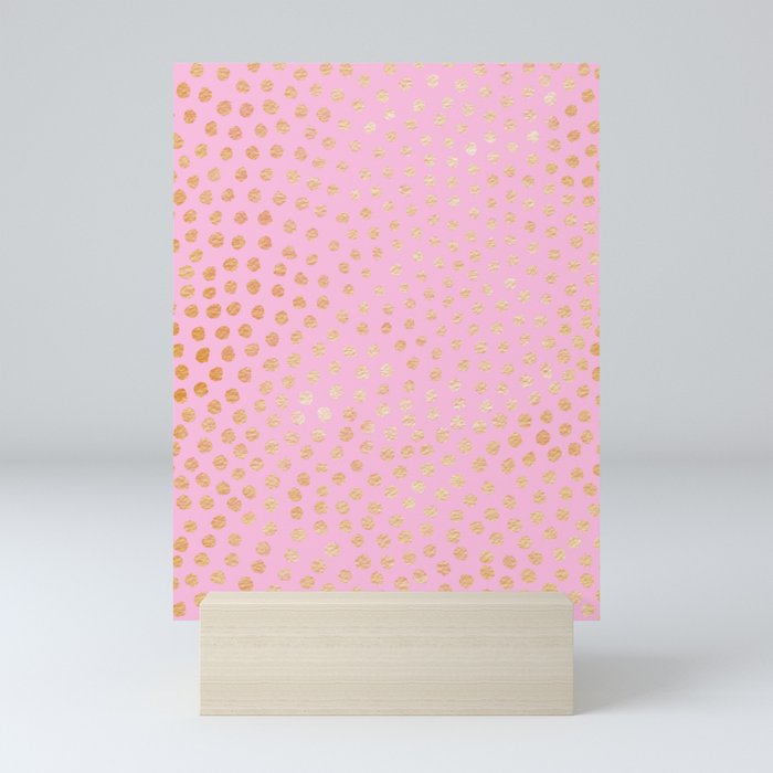 Gold Dots on Pink Mini Art Print