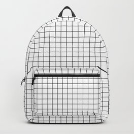 White Grid Black Line Backpack