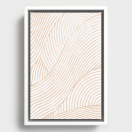zen lines beige minimal pattern Framed Canvas