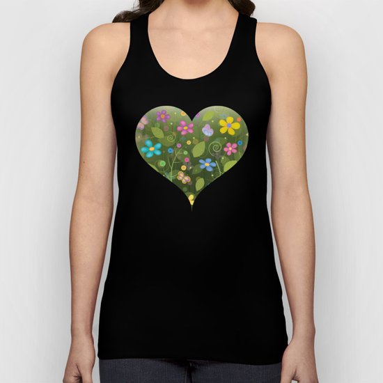 Floral and Butterfly Pattern - Summer Blooms Unisex Tank Top