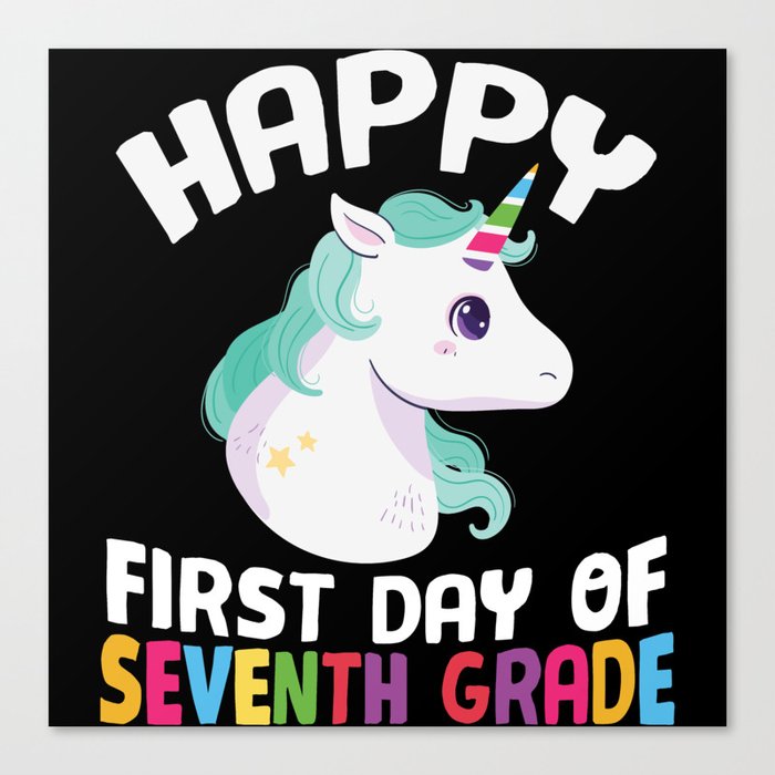 Happy First Day Of Seventh Grade Unicorn Canvas Print