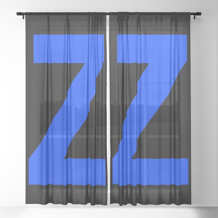 Letter Z (Blue & Black) Sheer Curtain