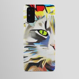 Colorful bright cat green blue red gray Android Case