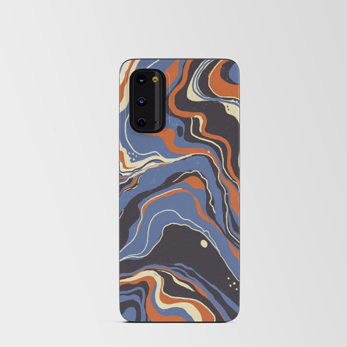Retro marble in blue Android Card Case