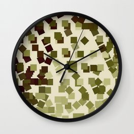 Modern Geometric Squares Forest Lime Green Wall Clock