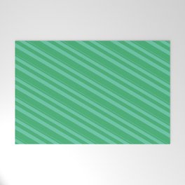 [ Thumbnail: Aquamarine and Sea Green Colored Lined/Striped Pattern Welcome Mat ]