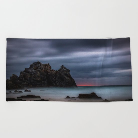 Rolling fog on the ocean Beach Towel