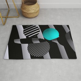 black and white and turquoise -200- Rug