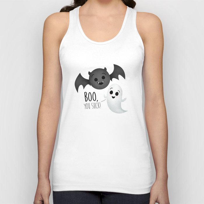 Boo, You Suck! (Ghost & Vampire Bat) Unisex Tank Top by avenger Society6 image