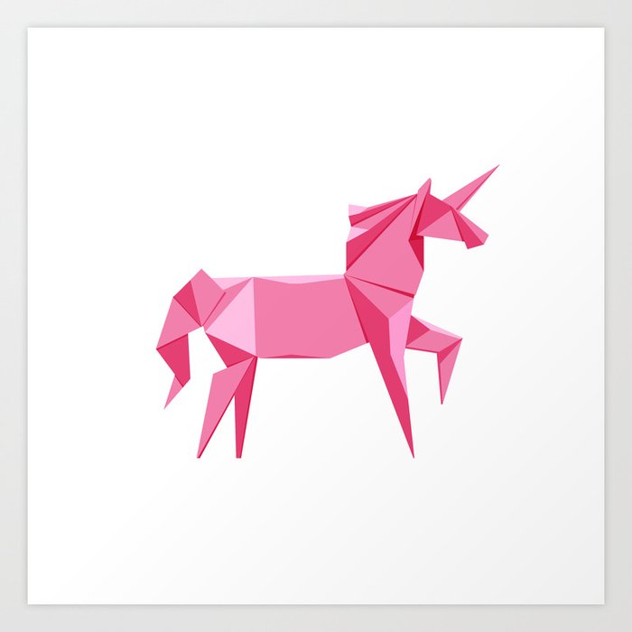 Origami Unicorn Art Print By Staskhabarov